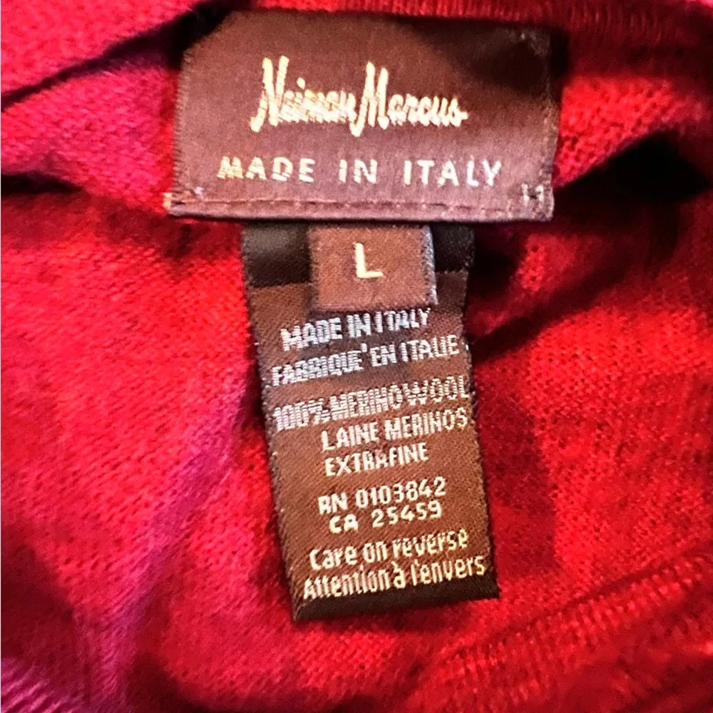Neiman Marcus Extra Fine Merino Wool Sweater Red